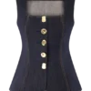 Neve mouwloze Denim-top met knopen – gewassen indigoblauw