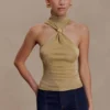 Nikki Lurex-top met metalen details – Goud