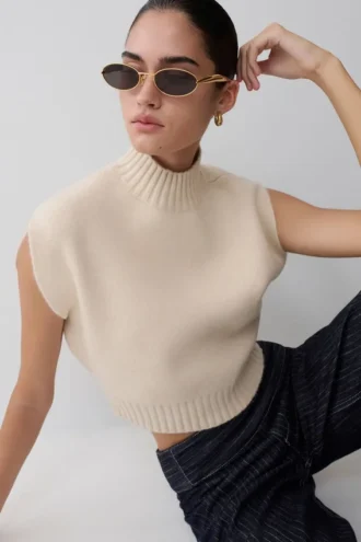 Niko gebreide oversized top – ivoor