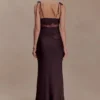 Nina maxi-rok van satijn en kant – Chocoladebruin Nina maxi-rok van satijn en kant – Chocoladebruin