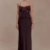 Nina maxi-rok van satijn en kant – Chocoladebruin Nina maxi-rok van satijn en kant – Chocoladebruin