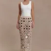 Noel midi-rok van spiegelbreisel – Beige Noel midi-rok van spiegelbreisel – Beige