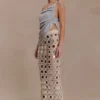 Noel midi-rok van spiegelbreisel – Beige Noel midi-rok van spiegelbreisel – Beige
