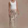 Noel midi-rok van spiegelbreisel – Beige Noel midi-rok van spiegelbreisel – Beige