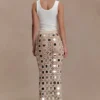 Noel midi-rok van spiegelbreisel – Beige Noel midi-rok van spiegelbreisel – Beige