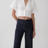 Noelia-shirt met korte mouwen en strik aan de achterkant – Wit Noelia-shirt met korte mouwen en strik aan de achterkant – Wit