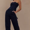 Oakley strapless Denim Top met geschulpte rand – Indigoblauw Oakley strapless Denim Top met geschulpte rand – Indigoblauw