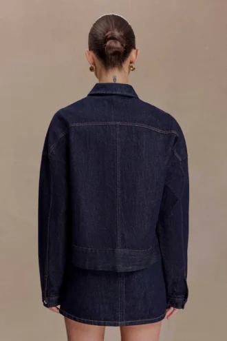 Olandria oversized jasje – gewassen indigoblauw