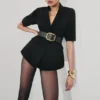 Opal-top met pofmouwen – Zwart Opal-top met pofmouwen – Zwart