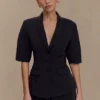 Opal-top met pofmouwen – Zwart Opal-top met pofmouwen – Zwart