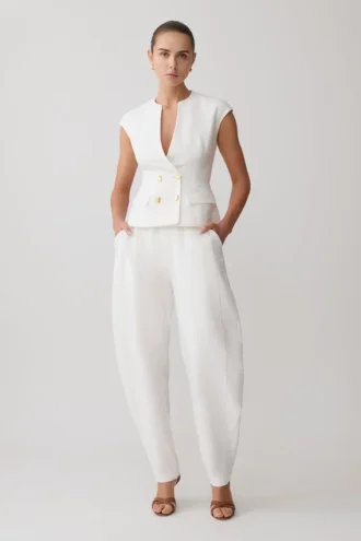 Oriana linnen oversized broek – wit
