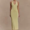 Ovina halternek gebreide midi-jurk – Lemon Ovina halternek gebreide midi-jurk – Lemon