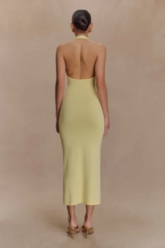 Ovina halternek gebreide midi-jurk – Lemon