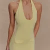 Ovina halternek gebreide midi-jurk – Lemon Ovina halternek gebreide midi-jurk – Lemon