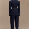 Penelope geplooide broek met hoge taille – donker marineblauw Penelope geplooide broek met hoge taille – donker marineblauw