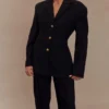 Penelope geplooide broek met hoge taille – Zwart Penelope geplooide broek met hoge taille – Zwart