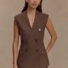 Penelope mouwloze blazer – Chocoladebruin Penelope mouwloze blazer – Chocoladebruin