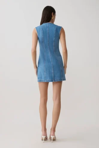 Penn Denim mini-jurk met knoopsluiting – Zomerblauw