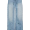 Perrie mid-rise rechte jeans met strik – gewassen lichtblauw Perrie mid-rise rechte jeans met strik – gewassen lichtblauw