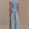 Perrie mid-rise rechte jeans met strik – gewassen lichtblauw Perrie mid-rise rechte jeans met strik – gewassen lichtblauw