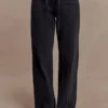 Perrie mid-rise rechte jeans met strik – gewassen zwart Perrie mid-rise rechte jeans met strik – gewassen zwart