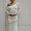 Petra gerimpelde gebreide maxi-rok – ivoor Petra gerimpelde gebreide maxi-rok – ivoor