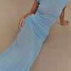 Petra gerimpelde gebreide maxi-rok – lichtblauw Petra gerimpelde gebreide maxi-rok – lichtblauw