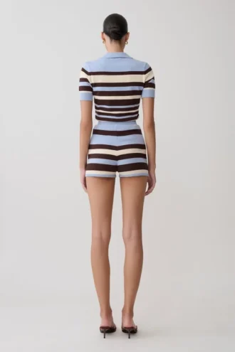 Philly gestreepte gebreide Short – Chocoladebruin/Blauw Philly gestreepte gebreide Short – Chocoladebruin/Blauw