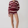 Philly Stripe gebreide Short – Bordeauxrood/Crème Philly Stripe gebreide Short – Bordeauxrood/Crème