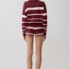 Philly Stripe gebreide Short – Bordeauxrood/Crème Philly Stripe gebreide Short – Bordeauxrood/Crème