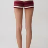 Philly Stripe gebreide Short – Bordeauxrood/Crème Philly Stripe gebreide Short – Bordeauxrood/Crème