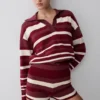 Philly Stripe gebreide Short – Bordeauxrood/Crème Philly Stripe gebreide Short – Bordeauxrood/Crème