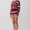 Philly Stripe gebreide Short – Bordeauxrood/Crème Philly Stripe gebreide Short – Bordeauxrood/Crème