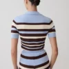 Philly Stripe gebreide top met knopen – Chocoladebruin/Blauw Philly Stripe gebreide top met knopen – Chocoladebruin/Blauw
