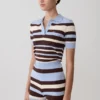Philly Stripe gebreide top met knopen – Chocoladebruin/Blauw Philly Stripe gebreide top met knopen – Chocoladebruin/Blauw