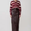 Philly Stripe gebreide trui met lange mouwen – Bordeauxrood/Crème Philly Stripe gebreide trui met lange mouwen – Bordeauxrood/Crème