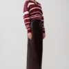 Philly Stripe gebreide trui met lange mouwen – Bordeauxrood/Crème Philly Stripe gebreide trui met lange mouwen – Bordeauxrood/Crème