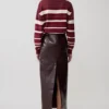 Philly Stripe gebreide trui met lange mouwen – Bordeauxrood/Crème Philly Stripe gebreide trui met lange mouwen – Bordeauxrood/Crème