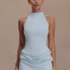 Portia mouwloze scuba-top – lichtblauw