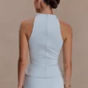 Portia mouwloze scuba-top – lichtblauw