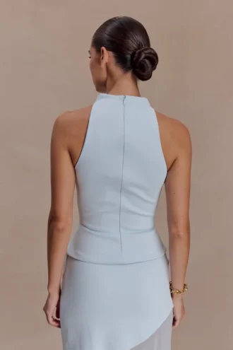 Portia mouwloze scuba-top – lichtblauw