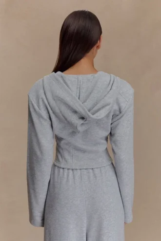 Quinn hoodie met rits – Lichtgrijs gemêleerd