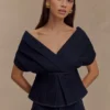 Rayne off-shoulder Denim Top – Indigoblauw Rayne off-shoulder Denim Top – Indigoblauw