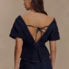 Rayne off-shoulder Denim Top – Indigoblauw Rayne off-shoulder Denim Top – Indigoblauw
