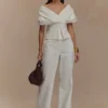 Rayne off-shoulder Denim Top – wit Rayne off-shoulder Denim Top – wit