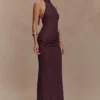 Reece haltertop maxi-jurk van gebreid materiaal – Chocoladebruin