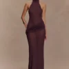 Reece haltertop maxi-jurk van gebreid materiaal – Chocoladebruin