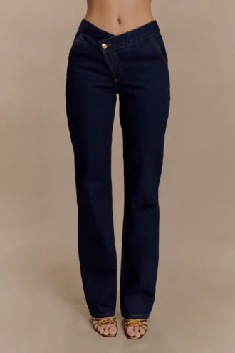 Remington V-hals jeans met rechte pijpen – Indigo Blue