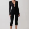 Ren Cowl Slinky Bodysuit met lange mouwen – Zwart Ren Cowl Slinky Bodysuit met lange mouwen – Zwart