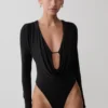Ren Cowl Slinky Bodysuit met lange mouwen – Zwart Ren Cowl Slinky Bodysuit met lange mouwen – Zwart
